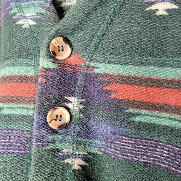 VTG Santana Vest Size Large Green Aztec Print Button Front Western Boho - Picture 8 of 12
